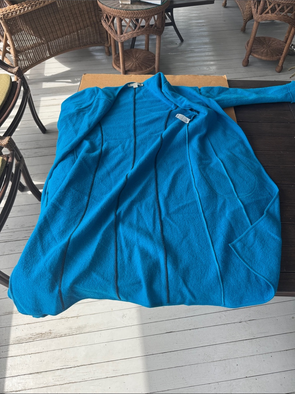 Bright Blue Open Front Long Cardigan